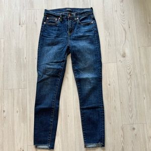 J. Crew 9” Highrise Toothpick Jeans with Raw Hem in size 26